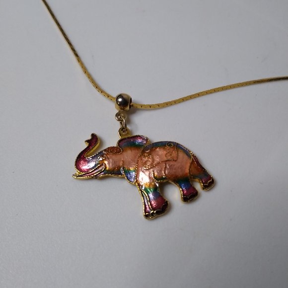 Pink And Blue Lucky Elephant Pendant Necklace 24 Inches - Picture 5 of 16